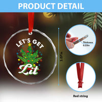Funny Weed Xmas Crystal Glass Ornament Let's Get Lit Christmas Tree Cannabis TS09