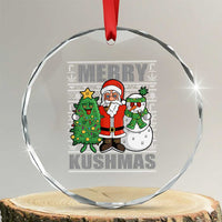 Funny Weed Xmas Crystal Glass Ornament Merry Kushmas Naughty Santa Snowman Cannabis 420 TS09
