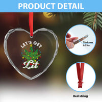 Funny Weed Xmas Heart Crystal Glass Ornament Let's Get Lit Christmas Tree Cannabis - Wonder Print Shop