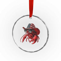 Funny Western Country Crawfish Lover Graphic Crystal Glass Ornament American Flag Cowboy Lobster Patriotic Cajun Season