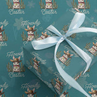 Funny Western Easter Day Wrapping Paper Roll Howdy Easter Country Cowboy Bunny
