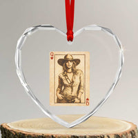 Funny Western Valentine Cowgirl Queen of Hearts Card Heart Crystal Glass Ornament
