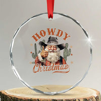 Funny Western Xmas Crystal Glass Ornament Howdy Christmas Retro Cowboy Santa Country TS11