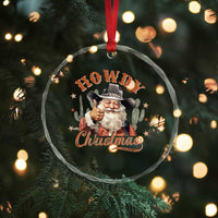 Funny Western Xmas Crystal Glass Ornament Howdy Christmas Retro Cowboy Santa Country TS11
