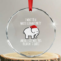 Funny White Elephant Xmas Crystal Glass Ornament I Went To A White Party And Got This Gift Exchange TS02