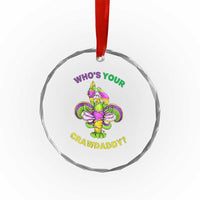 Funny Who's Your Crawdaddy Crystal Glass Ornament Vintage Crawfish Beads Fleur De Lis Mardi Gras