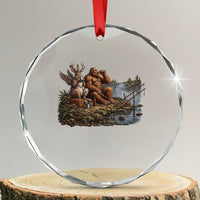 Funny Wolpertinger Bigfoot Fishing Crystal Glass Ornament Beer Drinking Cryptid Fisherman Gift