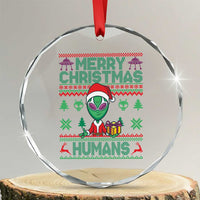 Funny Xmas Alien Santa Crystal Glass Ornament Merry Christmas Humans UFO Outer Space TS09