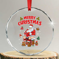 Funny Xmas Bad Santa Crystal Glass Ornament Santa Pooping Down The Chimney TS09