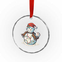 Funny Xmas Baseball Crystal Glass Ornament Cute Snowman Baseball Players Santa Hat TS11
