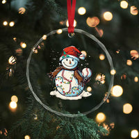 Funny Xmas Baseball Crystal Glass Ornament Cute Snowman Baseball Players Santa Hat TS11