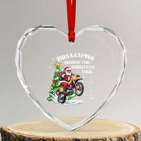 Funny Xmas Biker Heart Crystal Glass Ornament Braaaaping Around The Christmas Tree Dirt Bike Santa - Wonder Print Shop