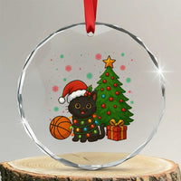 Funny Xmas Black Cat Crystal Glass Ornament Gift For Cat Lover TS12