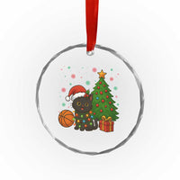 Funny Xmas Black Cat Crystal Glass Ornament Gift For Cat Lover TS12