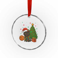 Funny Xmas Black Cat Crystal Glass Ornament Gift For Cat Lover TS12