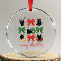 Funny Xmas Black Cat Crystal Glass Ornament Meowy Christmas Cute Cats Coquette Bow TS09
