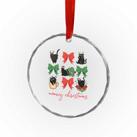 Funny Xmas Black Cat Crystal Glass Ornament Meowy Christmas Cute Cats Coquette Bow TS09