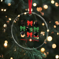 Funny Xmas Black Cat Crystal Glass Ornament Meowy Christmas Cute Cats Coquette Bow TS09