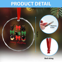 Funny Xmas Black Cat Crystal Glass Ornament Meowy Christmas Cute Cats Coquette Bow TS09
