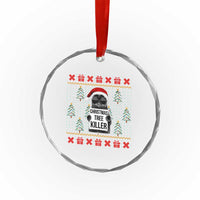 Funny Xmas Black Cat Crystal Glass Ornament Xmas Tree Killer Santa Kitten TS12
