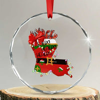 Funny Xmas Cajun Crystal Glass Ornament Triple Heaux Santa Louisiana Map Crawfish TS11