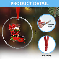 Funny Xmas Cajun Crystal Glass Ornament Triple Heaux Santa Louisiana Map Crawfish TS11