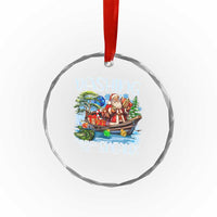Funny Xmas Cajun Louisiana Crystal Glass Ornament Dashing Through The Sneaux Santa Alligator TS11