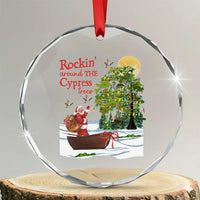 Funny Xmas Cajun Louisiana Crystal Glass Ornament Rockin' Around The Cypress Trees Santa Alligator TS11