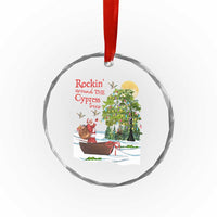 Funny Xmas Cajun Louisiana Crystal Glass Ornament Rockin' Around The Cypress Trees Santa Alligator TS11