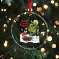 Funny Xmas Cajun Louisiana Crystal Glass Ornament Rockin' Around The Cypress Trees Santa Alligator TS11