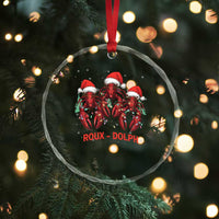Funny Xmas Cajun Louisiana Crystal Glass Ornament Roux-Dolph Crawfish Reindeers Santa Hat TS11