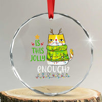 Funny Xmas Cat Crystal Glass Ornament Is This Jolly Enough Reindeer Angry Cat TS09