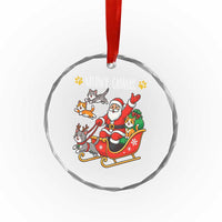 Funny Xmas Cat Crystal Glass Ornament Meowy Catmas Santa Sleigh Xmas TS12