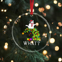 Funny Xmas Cat Crystal Glass Ornament What? Mischievous Cat Pushing Christmas Tree TS09