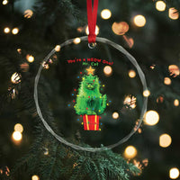 Funny Xmas Cat Crystal Glass Ornament You Are A Meow One Mr. Cat Green Cat TS09