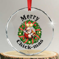 Funny Xmas Chicken Lovers Crystal Glass Ornament Merry Chickmas Santa Gift TS12