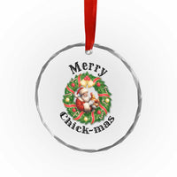 Funny Xmas Chicken Lovers Crystal Glass Ornament Merry Chickmas Santa Gift TS12