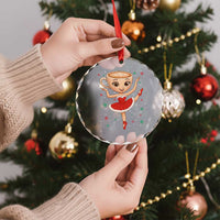Funny Xmas Crystal Glass Ornament Ballerina Cappuccino Brainrot Meme Gift TS12