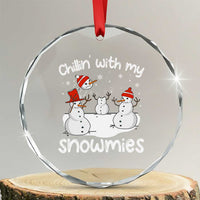 Funny Xmas Crystal Glass Ornament Chillin With My Snowmies Funny Snowman Friendship TS09