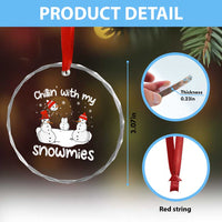 Funny Xmas Crystal Glass Ornament Chillin With My Snowmies Funny Snowman Friendship TS09