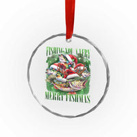 Funny Xmas Crystal Glass Ornament Fishing You A Very Merry Fishmas Santa Hat TS11