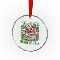 Funny Xmas Crystal Glass Ornament Fishing You A Very Merry Fishmas Santa Hat TS11