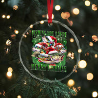 Funny Xmas Crystal Glass Ornament Fishing You A Very Merry Fishmas Santa Hat TS11