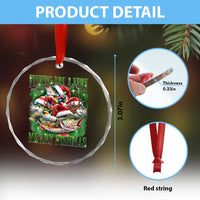 Funny Xmas Crystal Glass Ornament Fishing You A Very Merry Fishmas Santa Hat TS11