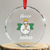 Funny Xmas Crystal Glass Ornament Fleece Navidad Cute Sheep Christmas Tree TS09