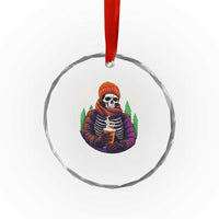 Funny Xmas Crystal Glass Ornament Freezing Season Skeleton Chillin' Hot Cocoa TS09