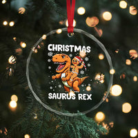 Funny Xmas Crystal Glass Ornament Gingerbread Riding Dinosaur Christmas Saurus Rex TS09