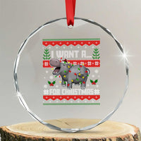 Funny Xmas Crystal Glass Ornament I Want A Hippopotamus For Xmas Moo Deng Ugly Gift TS10