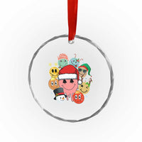 Funny Xmas Crystal Glass Ornament Retro Groovy Xmas Tree Eye Face Reindeer Snowman Efl TS09