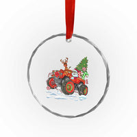Funny Xmas Crystal Glass Ornament Santa Reindeer Riding Monster Truck TS09